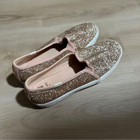 Kate‎ Spade Keds Double Decker Glitter Champagne Gold Sneakers 7 - Picture 6 of 9